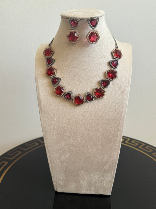Victoria Finish Ruby Necklace Set