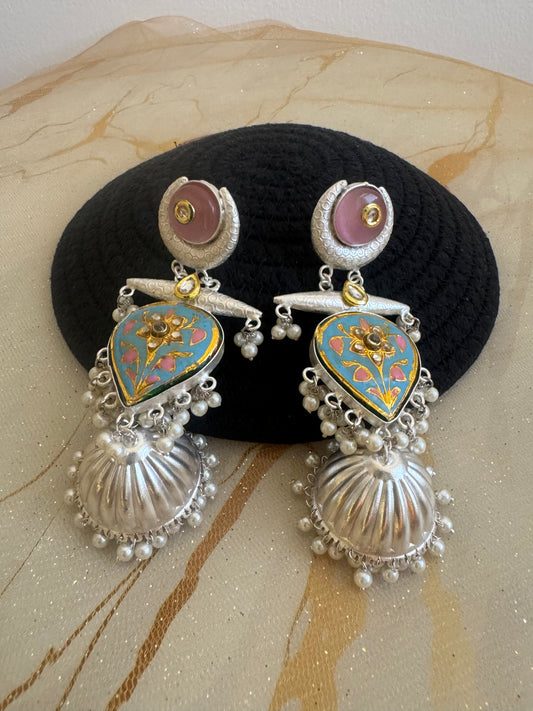 Meenakari Blue Jhumkies