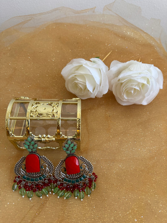 Red Green Earring