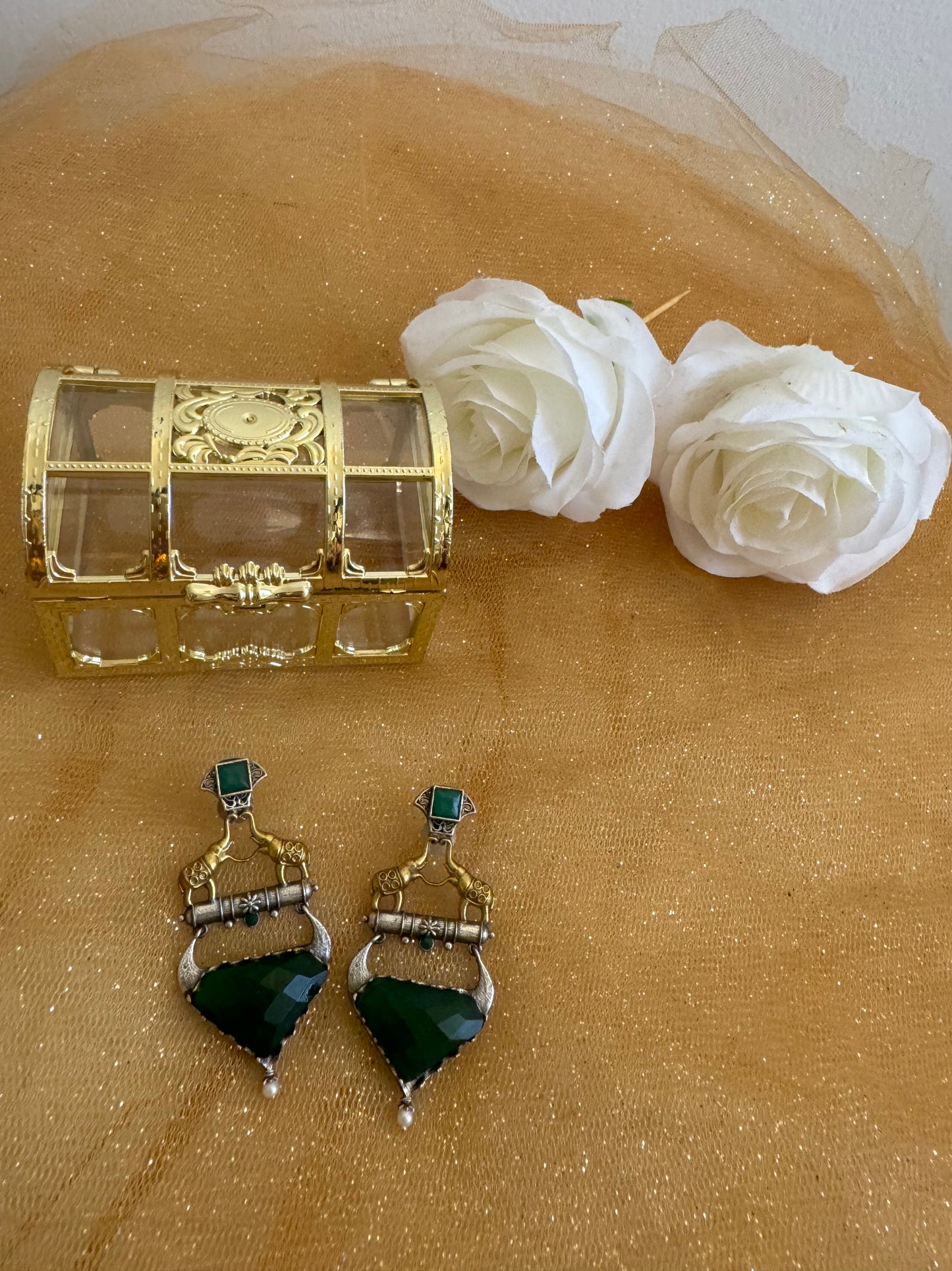 Emerald Green Elephant Earring