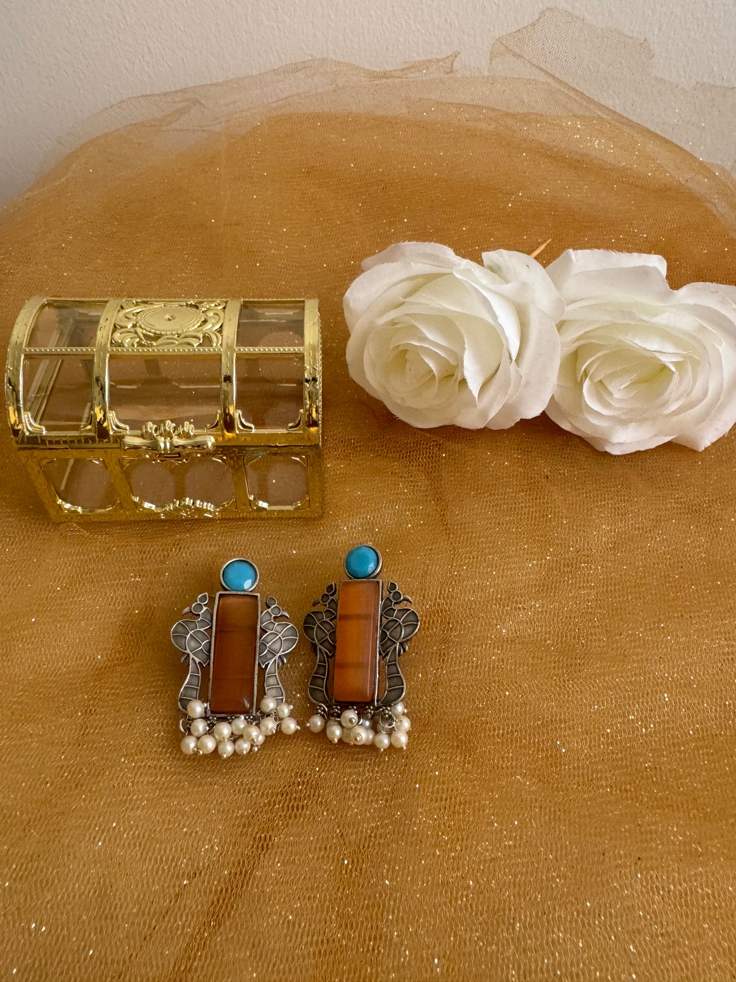 Peacock Orange Earring