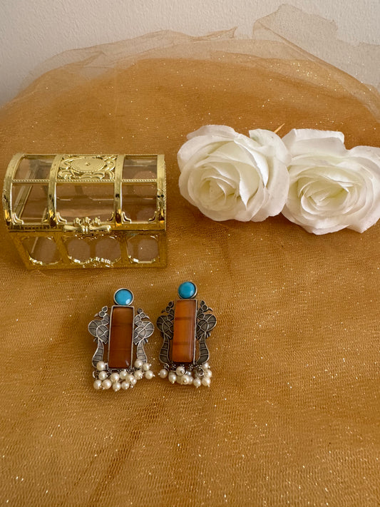 Peacock Orange Earring